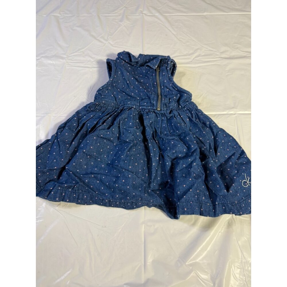 Calvin Klein Girls Navy Polka Dot Dress Retro Dress Infant Size 6M 6 Months CK